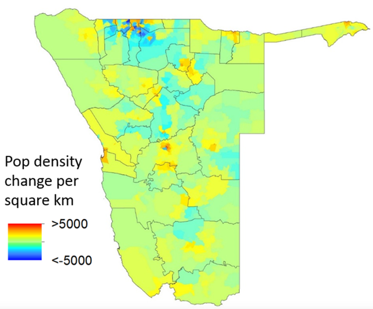 Population Density Change Estimates Per 1X1km Grid Cell For January To February 2011