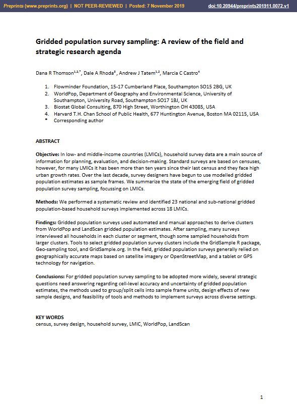 Gridded Pop Survey Sampling COVER