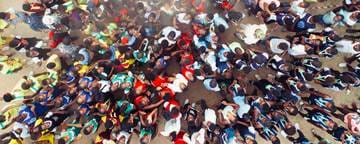 Aerial top view - African kids
