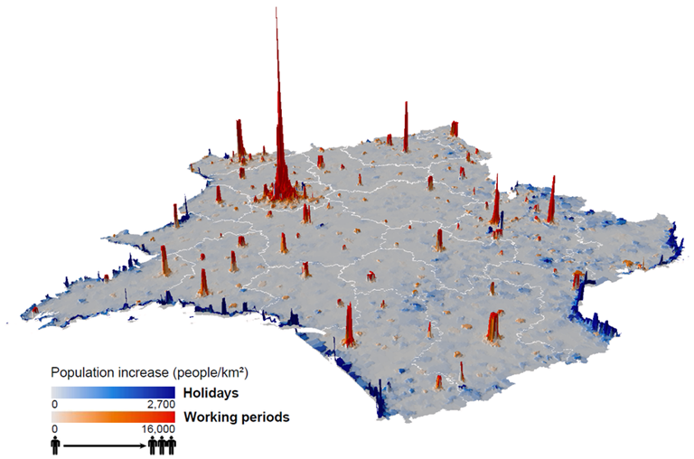 Population Density Difference In France