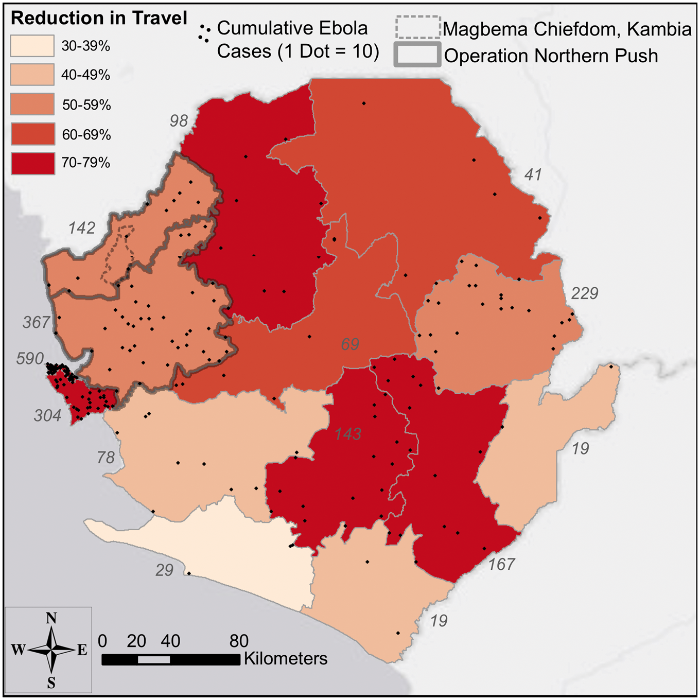 Population Mobility Reductions Associated With Travel Restrictions